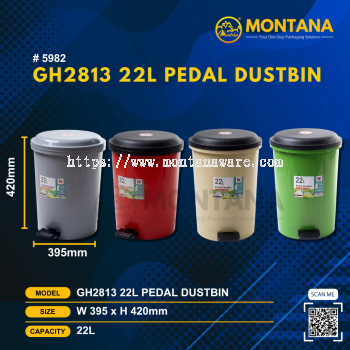 (5982) GH2813 22L PEDAL DUSTBIN