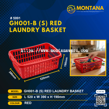 (5991) GH001-B (S) RED LAUNDRY BASKET