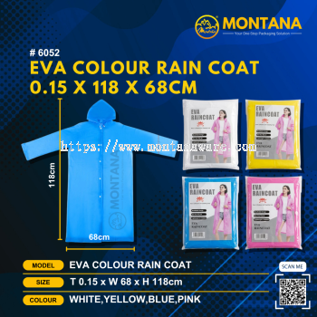 (6052) EVA COLOUR RAIN COAT 0.15 x 118 X 68CM