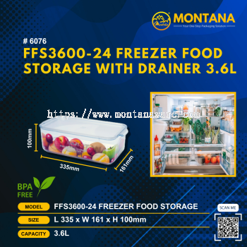 (6076) FFS3600-24 FREEZER FOOD STORAGE WITH DRAINER 3.6L