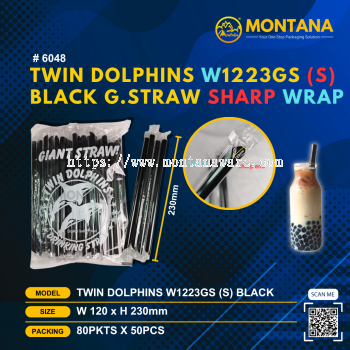 (6048) TWIN DOLPHINS W1223GS (S) BLACK G.STRAW SHARP WRAP
