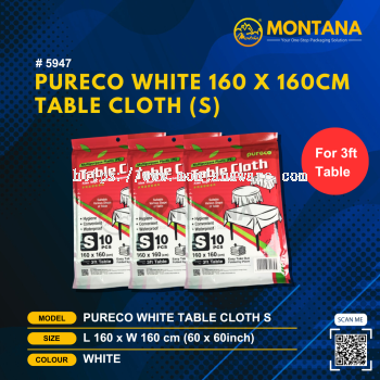 (5947) PURECO WHITE 160 X 160CM TABLE CLOTH (S)