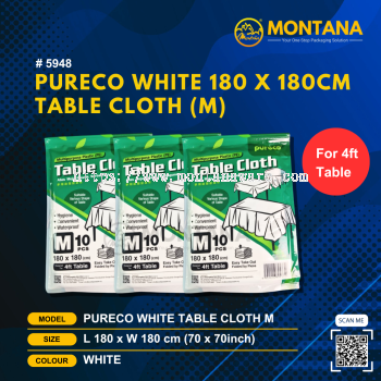 (5948) PURECO WHITE 180 X 180CM TABLE CLOTH (M)