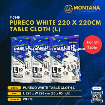 (5949) PURECO WHITE 220 X 220CM TABLE CLOTH (L)