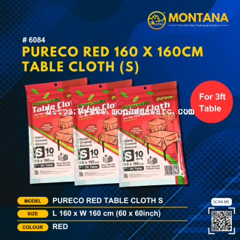 (6084) PURECO RED 160 X 160CM TABLE CLOTH (S)