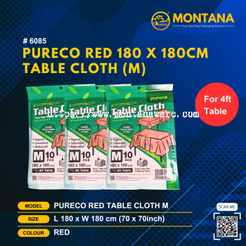 (6085) PURECO RED 180 X 180CM TABLE CLOTH (M)