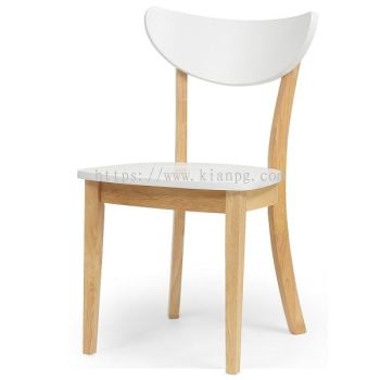 WAKO II Dining Chair (Wooden Seat) White / Natural