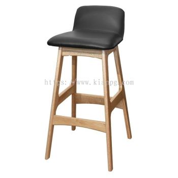 HUA Bar Chair (H29") Natural Oak / PVC Black