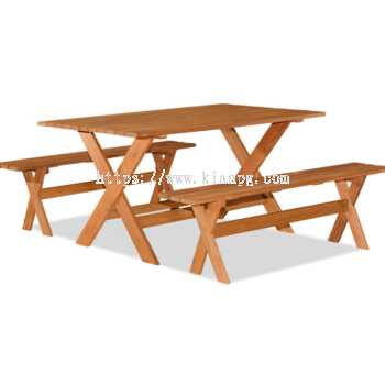 NEW YORK Garden Set (1 + 2) New York 90 cm x 150 cm Table (X-Leg) + New York 150 cm Bench (X-Leg)