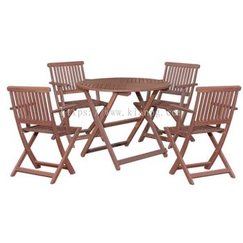 EDEN NEWBURY II Arm Tea Set (1 + 4) Eden Round Folding Table + Newbury II Arm Folding Chair