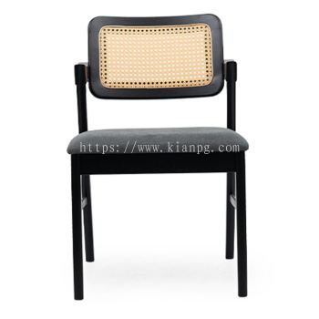 STARK RATTAN Arm Dining Chair Black / Grey