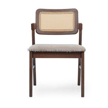 STARK RATTAN Arm Dining Chair Walnut / Brown