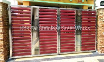 Kok Tai Stainless Steel 304 Door Rustproof Door Red wood