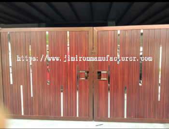 Brown Colour Swing Gate with Stainless Steel Flat Bar