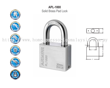 Solid Brass Pad Lock APL-1000/503