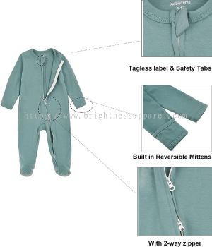 Brightness Apparel Jumpsuit Zip Bayi dengan tab keselamatan