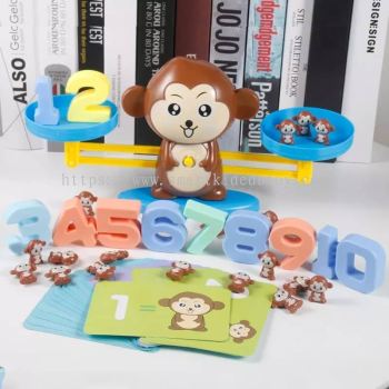 Montessori Math Balancing Scale Number Board Game Learning MathToy/Mainan Belajar Math猴子数学天平(Ready Stock)t006