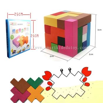 Wooden Tetris Building Blocks Puzzle Logical Thinking Learning Education Toy智力俄罗斯方块积木(Ready Stock)t018