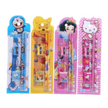 Stationery Gift Set Stationery Set Cartoon Pencil Ruler Eraser Sharpener for Children Kids (Ready Stock)-sg008