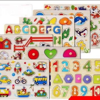 Montessori Wooden Puzzle Hand Grab Board Set Educational Toys手抓板 (ready stock)t004