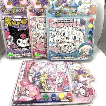 3 in1 Sanrio Kuromi Puzzle Painting Coloring With Diamond Sticker Melody Cinnamaroll DIY Art Present Gift For Children-T231