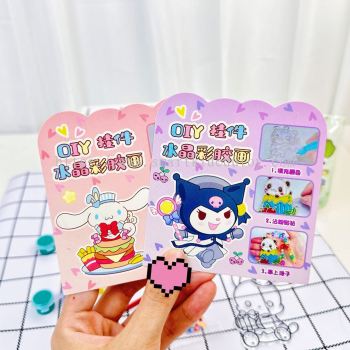 Sanrio DIY Coloring Painting Art Keychain Kuromi Melody Cinnamaroll Art Craft Gift Present For Children-AD014