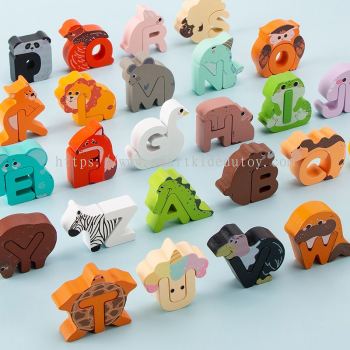 3D Wooden Animal Matching Pairing Learning Alpabet Letter Color Puzzle Fun & LearningEArly Educatio Toy Set-T234