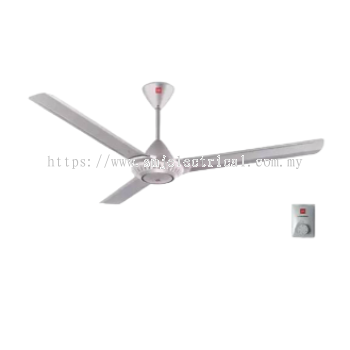 KDK K15WO-SL-WT/ K15WO-SL 60" Ceiling Fan 3 Blade with Regulator (White/ Silver)