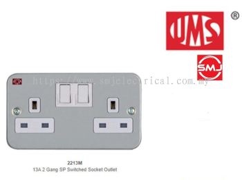 UMS 2213M 13A 2 Gang Metalclad Switched Socket Outlet (SIRIM Approved)