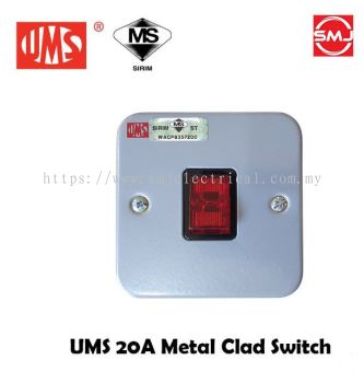 UMS WH220M-N 20A 1 Gang Metalclad Switch Socket c/w Neon (SIRIM Approved)