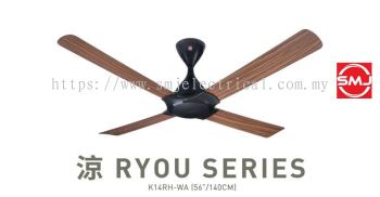 KDK K14RH-WA/ K14RH WA 56" 4 Blade Remote Control Ceiling Fan (Wood Acacia)