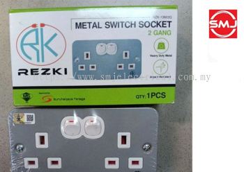 Rezki 13A 2 Gang Metalclad Switch Socket/ Metal clad Switch Socket