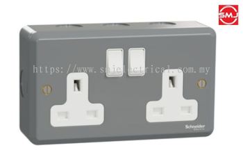 Schneider ESMT25 13A 2 Gang Metalclad Switch Socket/ Metal Clad Switch Socket
