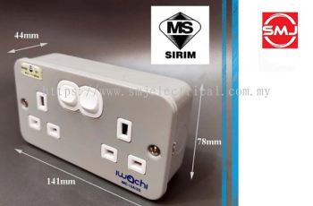 Iwachi 13A 2 Gang Metalclad Switch Socket/ Metal Clad Switch Socket