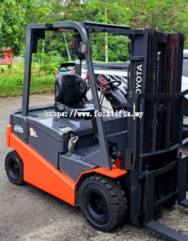 TOYOTA 8FBN25 Battery Forklift with 4300mm Container Full Free Mast rent to Klang Jalan Kapar in long-term basis