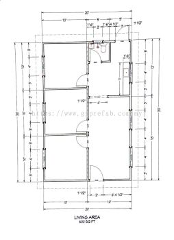 Prefab House - 600 sq Ft (H-600) Design Layout Idea