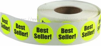 Fluorescent Yellow Best Seller Circle Stickers