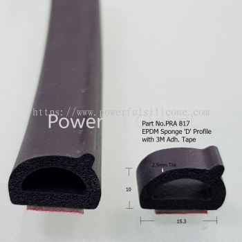 EPDM Sponge D Profile With Adh Tape 3M Part no. PRA817