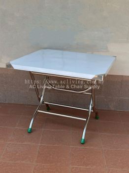 90x90cm Stainless Steel Square Table with Folding Leg