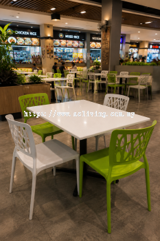 Fibre Glass Table with Rocket Leg + Izzy Plastic Chair Set