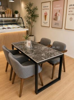 Sintered Stone Table Set Black Bass