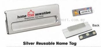 SILVER REUSABLE NAME TAG