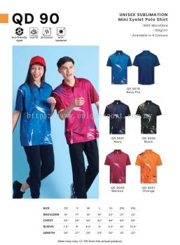 QD 90 - 100% Microfiber Unisex Sublimation Mini Eyelet Polo Shirt (PAGE 066)