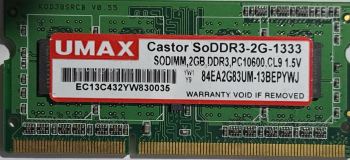 UMAX DDR3 2GB PC-10600 Laptop Ram