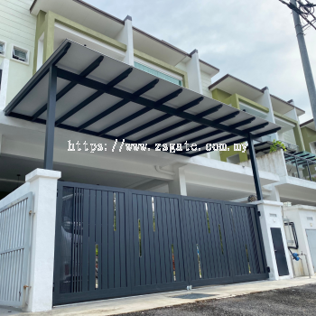 Folding Gate Mild Steel with Perforated Sheets on Side install near Sungai Merab, Bandar Baru Bangi, Desa Pinggiran Putra, Putrajaya, Cyberjaya