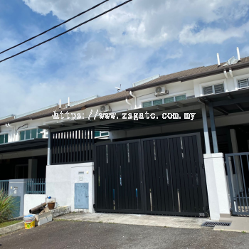 Gate Mild Steel with Stainless Steel Strip Install at Hillpark near Bandar Teknologi Kajang, Bangi, Semenyih, Beranang, Cheras