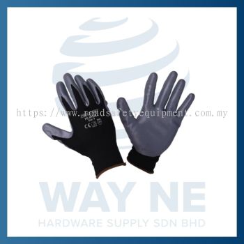 Black Nylon Shell Grey Nitrile Coated Glove