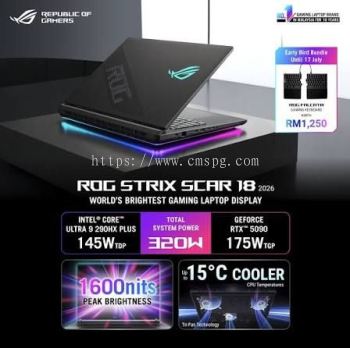 Asus ROG Strix SCAR 18 G835L-XGTQ284WP -CU9 290HX Plus/RTX5090/DDR5 64G/1TB*2/240Hz 4k Mini LED (90NR0LF1-M00SH0)