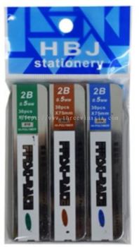 ZR6772-RM1.50/UNIT HBJ 2B 0.5MM 3PCS PENCIL REFILL(12UNIT/PACK)