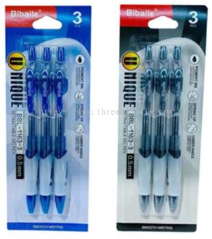 KR9720-RM3.50/UNIT BBL-1163-3#3PCS 0.55MM PEN(BIBAILE)(12UNIT/PACK)